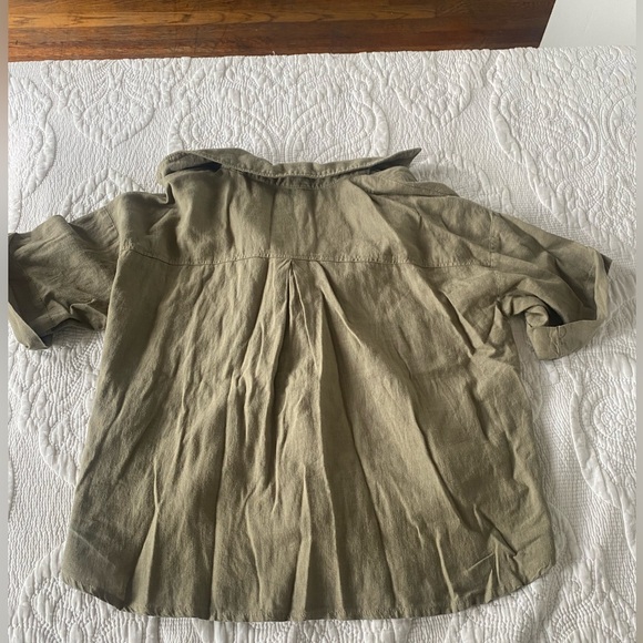 Zara Khaki Green button down short sleeve shirt - Picture 6 of 7